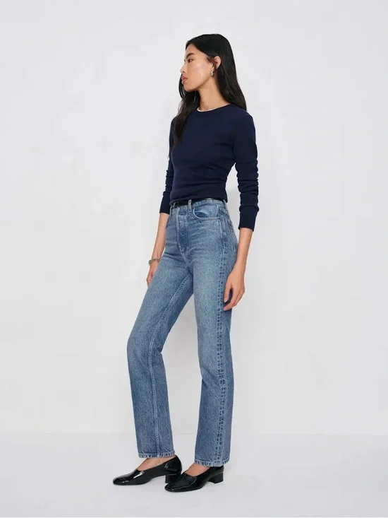 Reformation Cynthia High Rise Straight Leg Jeans in Colorado - Picture 2 of 7